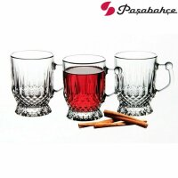 Pasabahce  Coffee Mug  6er Set Teegl&auml;ser mit Henkel Cappucino Kaffee Trinkgl&auml;ser 165 ml