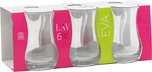 LAV EVA301 Teegl&auml;ser 6er Set Teeglas  - 170cc Bardagi T&uuml;rkische Teeset Teeglas Teegl&auml;ser